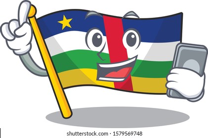 mascot cartoon style of flag central african speaking with phone