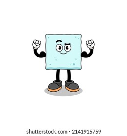Mascot cartoon of sugar cube posing with muscle , character design