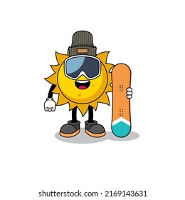 Mascot cartoon of sun snowboard player , character design