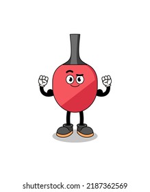 Mascot cartoon of table tennis racket posing with muscle , character design