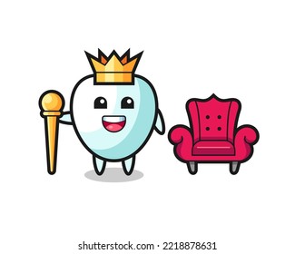 Mascot cartoon of tooth as a king , cute design