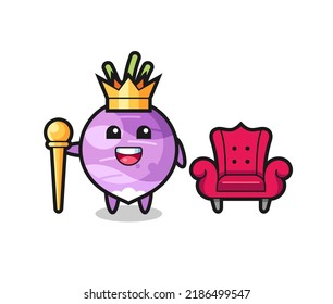 Mascot cartoon of turnip as a king , cute style design for t shirt, sticker, logo element