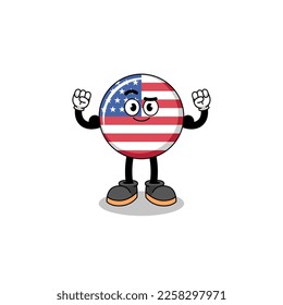 Mascot cartoon of united states flag posing with muscle , character design