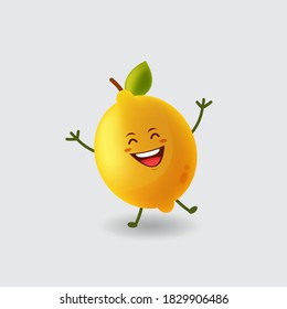 Mascot cartoon vector illustration cute happy lemon isolated background