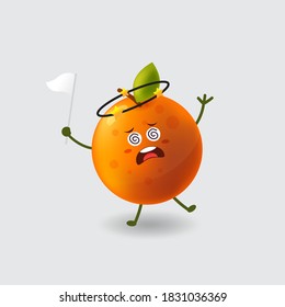 Mascot cartoon vector illustration. dizzy orange. isolated background