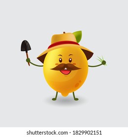 Caricatura mascota ilustración vector limón aislado fondo