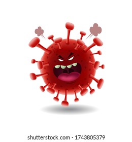 Mascot cartoon vector illustration_angry red covid-19 corona virus_isolated background