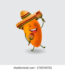 Mascot cartoon vector illustration_carrot holding maracas_isolated background