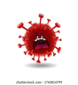 Mascot cartoon vector illustration_crying red covid-19 corona virus_isolated background