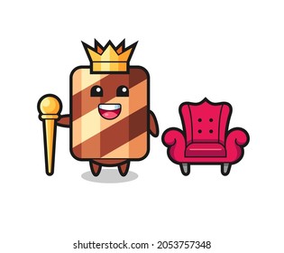 Mascot cartoon of wafer roll as a king , cute style design for t shirt, sticker, logo element