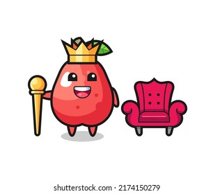 Mascot cartoon of water apple as a king , cute style design for t shirt, sticker, logo element