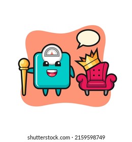 Mascot cartoon of weight scale as a king , cute style design for t shirt, sticker, logo element