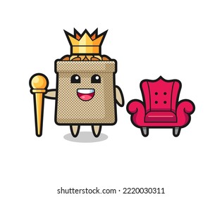 Mascot cartoon of wheat sack as a king , cute design