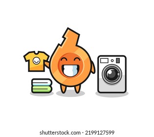 Mascot cartoon of whistle with washing machine , cute design