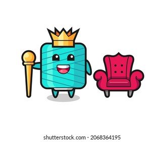 Mascot cartoon of yarn spool as a king , cute style design for t shirt, sticker, logo element