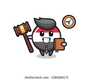 Mascot cartoon of yemen flag badge as a judge , cute style design for t shirt, sticker, logo element