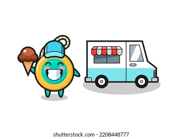 Mascot cartoon of yoyo with ice cream truck , cute design