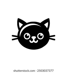 mascot cat head pet silhouette icon vector illustration template design