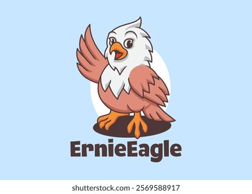 Mascot character of adorable eagle chick, cute cartoon style illustration of baby eagle.