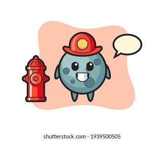 Mascot character of asteroid as a firefighter