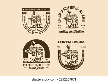 Mascot character badge design of two candles standing side by side