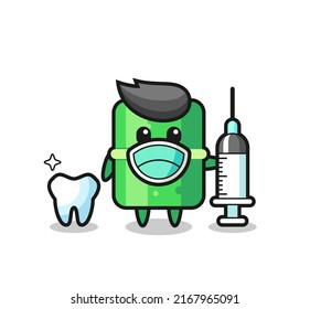 Mascot character of bamboo as a dentist , cute style design for t shirt, sticker, logo element