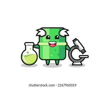 Mascot character of bamboo as a scientist , cute style design for t shirt, sticker, logo element