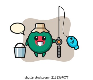Mascot character of bangladesh flag badge as a fisherman , cute style design for t shirt, sticker, logo element