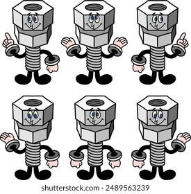 Mascot character based on the motif of a screw. Please use it to introduce your Sunday carpentry store or industrial products.
