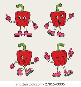 Mascot Character Bell Pepper in Hand Drawing Style