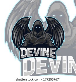 mascot character with black wings Logo esport Vector Illustration