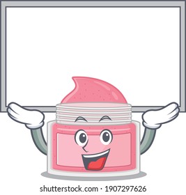 Mascot character of body srub rise up a white board. Vector illustration