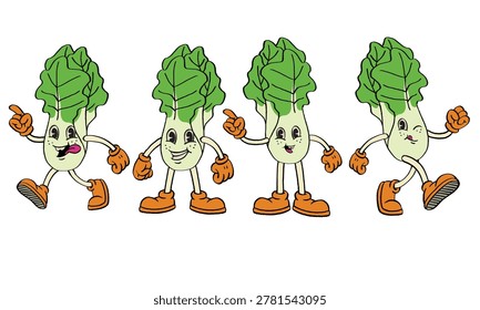 Mascot Character Bok Choy in Hand Drawing Style