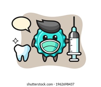 Mascot character of bottle cap as a dentist, cute style design for t shirt, sticker, logo element