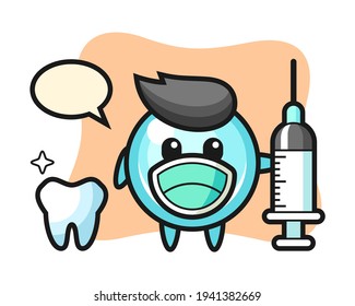 Mascot character of bubble as a dentist