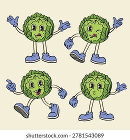 Mascot Character of Cabbage in Hand Drawing Style