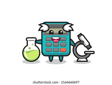 Mascot character of calculator as a scientist , cute style design for t shirt, sticker, logo element