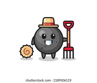 Mascot Character Of Cannon Ball As A Farmer , Cute Style Design For T Shirt, Sticker, Logo Element