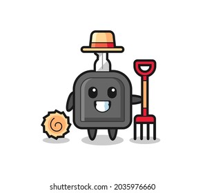 Mascot character of car key as a farmer , cute style design for t shirt, sticker, logo element