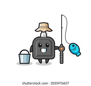 Mascot character of car key as a fisherman , cute style design for t shirt, sticker, logo element