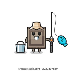 Mascot character of carpet as a fisherman , cute design