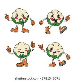 Mascot Character Cauliflower Vegetable in Hand Drawing Style