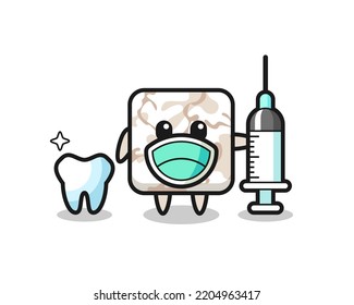 Mascot character of ceramic tile as a dentist , cute design