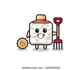Mascot character of ceramic tile as a farmer , cute design