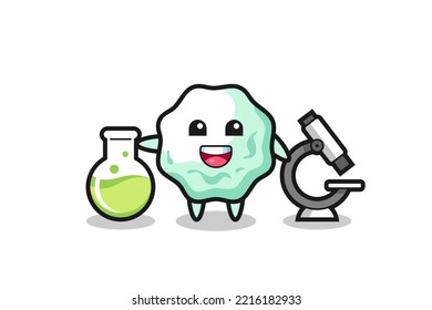 Mascot character of chewing gum as a scientist , cute design