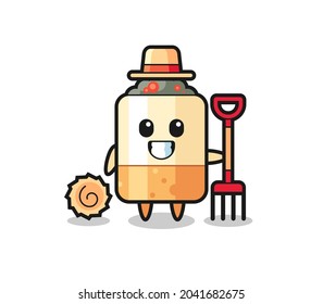 Mascot character of cigarette as a farmer , cute design