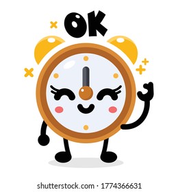 reloj de caracteres de mascota y aprobación OK