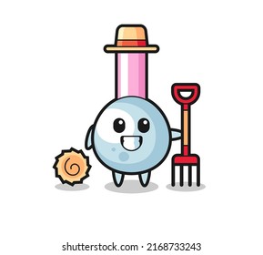 Mascot character of cotton bud as a farmer , cute style design for t shirt, sticker, logo element