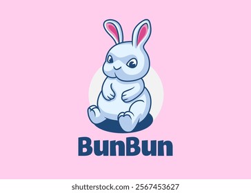 Mascot character of cute and adorable Rabbit, funny cartoon style illustration of animal.