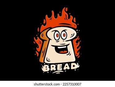 Diseño de caracter mascota de un pan y un fuego